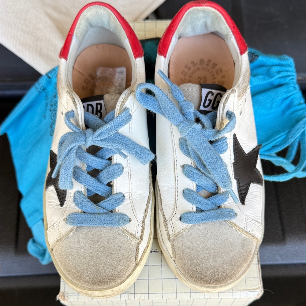 Golden Goose Kids Sneakers in White with Red and Blue Highlights